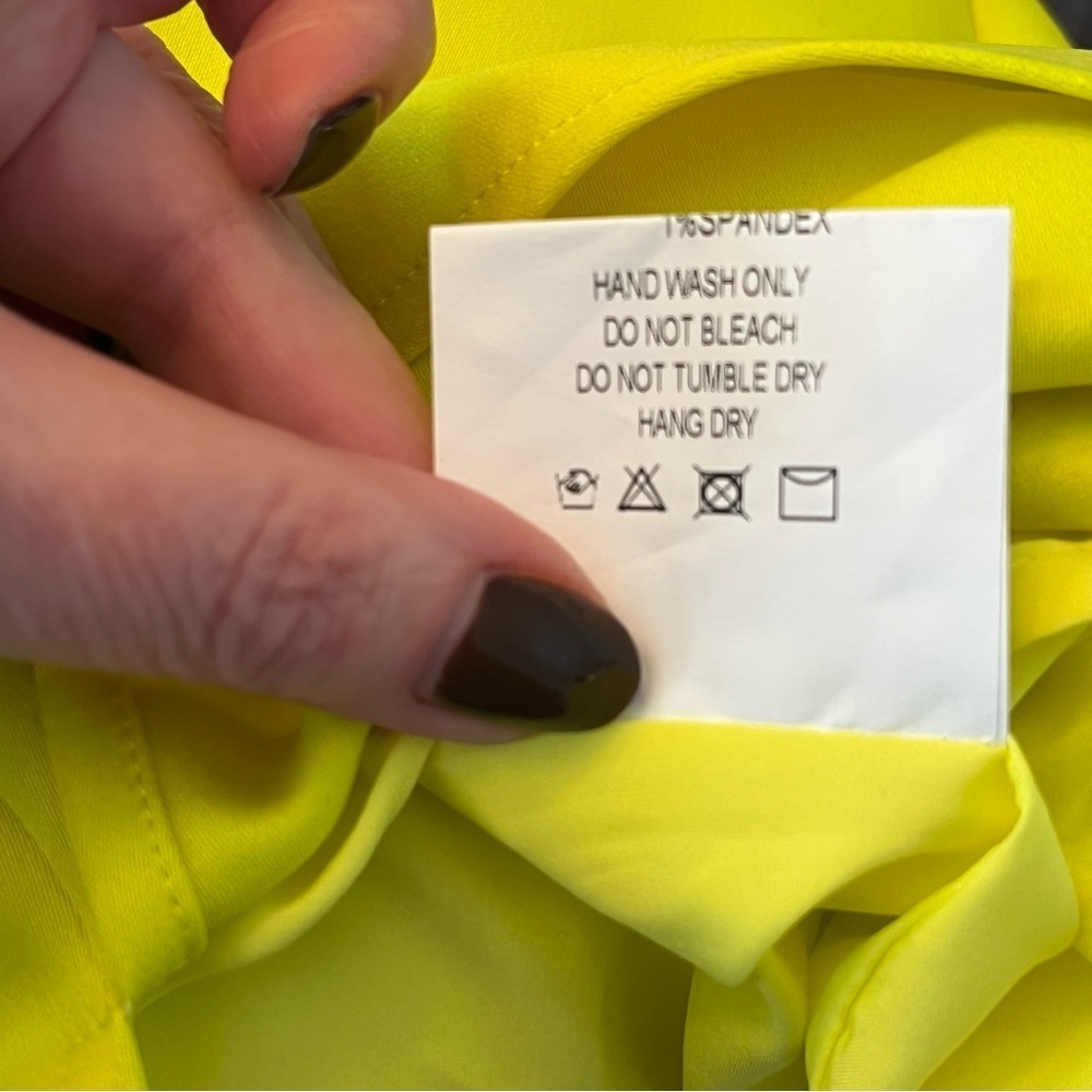 Revolve Yaura Tara Midi Dress Neon Yellow Women’s Size 2 Small Puff Sleeve NWT - Picture 8 of 8